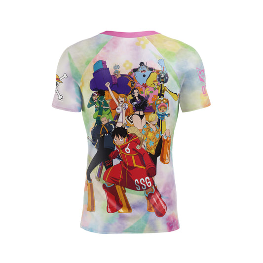 Samarreta màniga curta home - One piece egghead luffy and the crew pink
