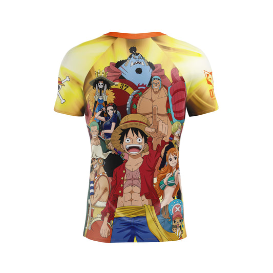 Samarreta màniga curta home - One piece fishman straw hat crew groc