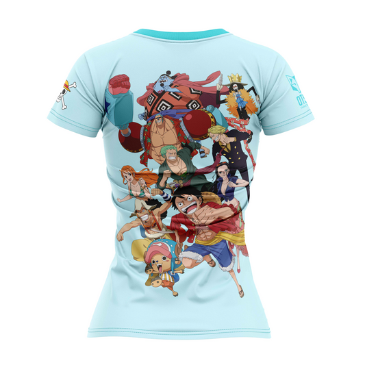 Camiseta manga corta mujer - One piece fishman straw hat crew turquoise