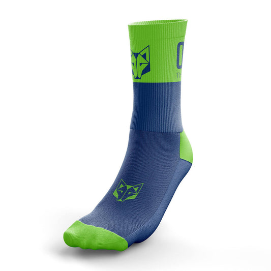 Mitjons Multisport Medium Cut - Electric Blue & Fluo Green