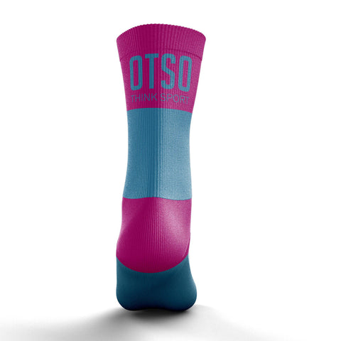 Mitjons Multisport Medium Cut - Light Blue & Fluo Pink