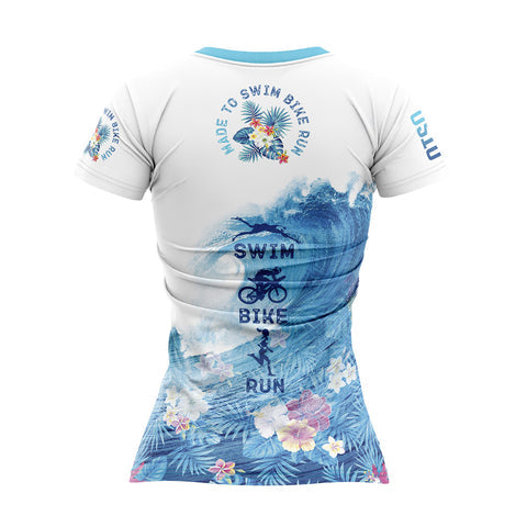 Camiseta manga corta mujer - Swim Bike Run Wave