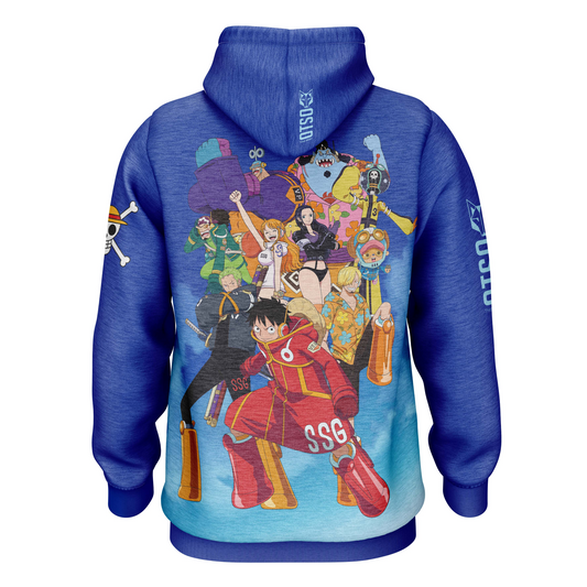 Dessuadora - One Piece Egghead Luffy and the Crew blava