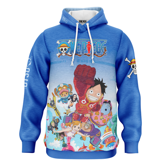Dessuadora - One Piece Egghead Luffy Straw Hat Crew blava