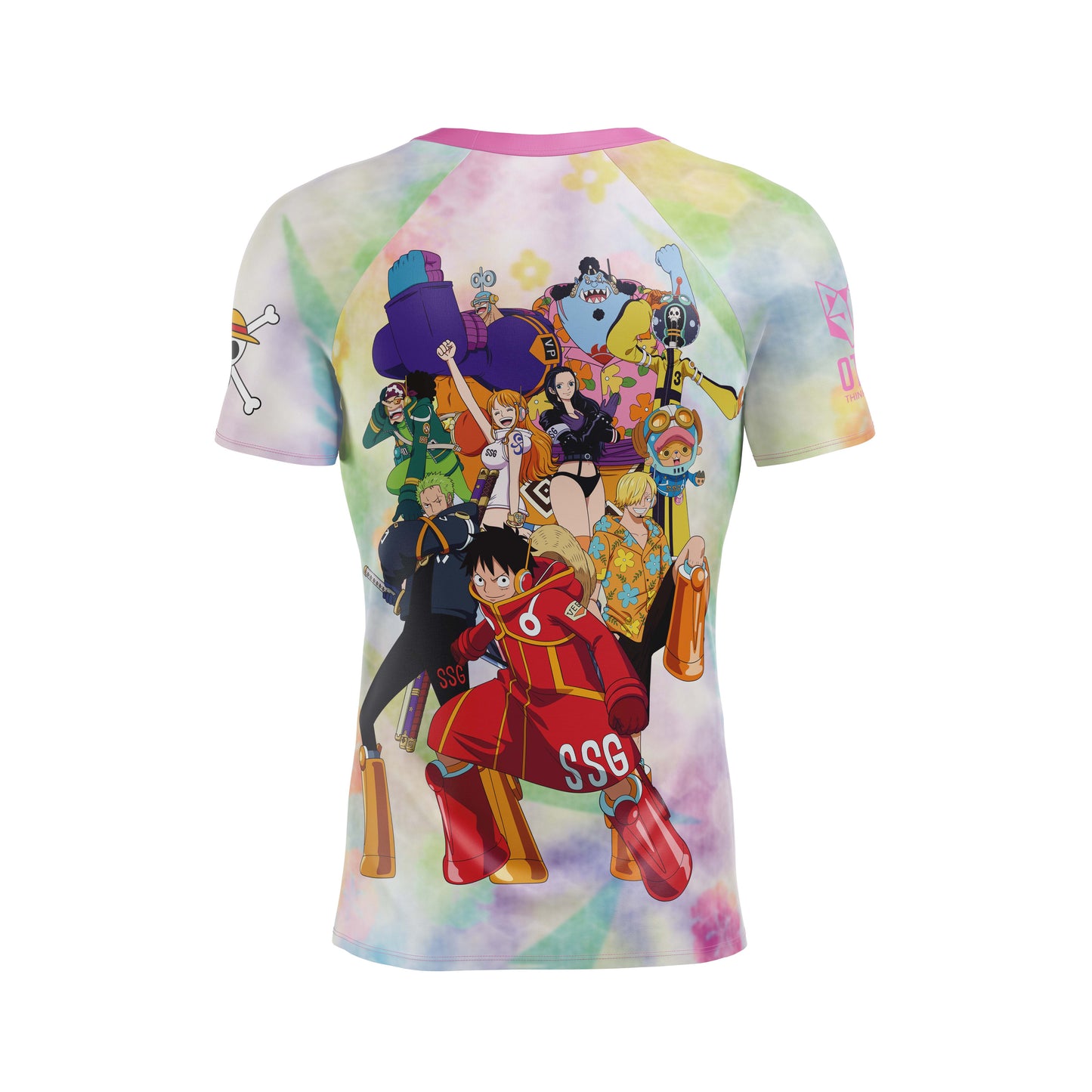 Samarreta màniga curta home - One piece egghead luffy and the crew pink