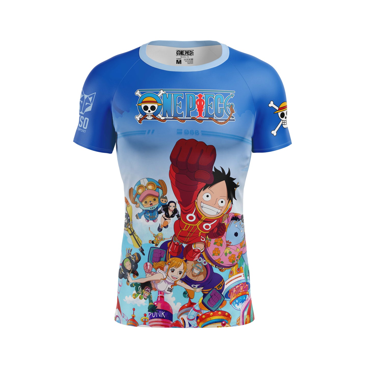 Samarreta màniga curta home - One piece egghead luffy straw hat crew blue