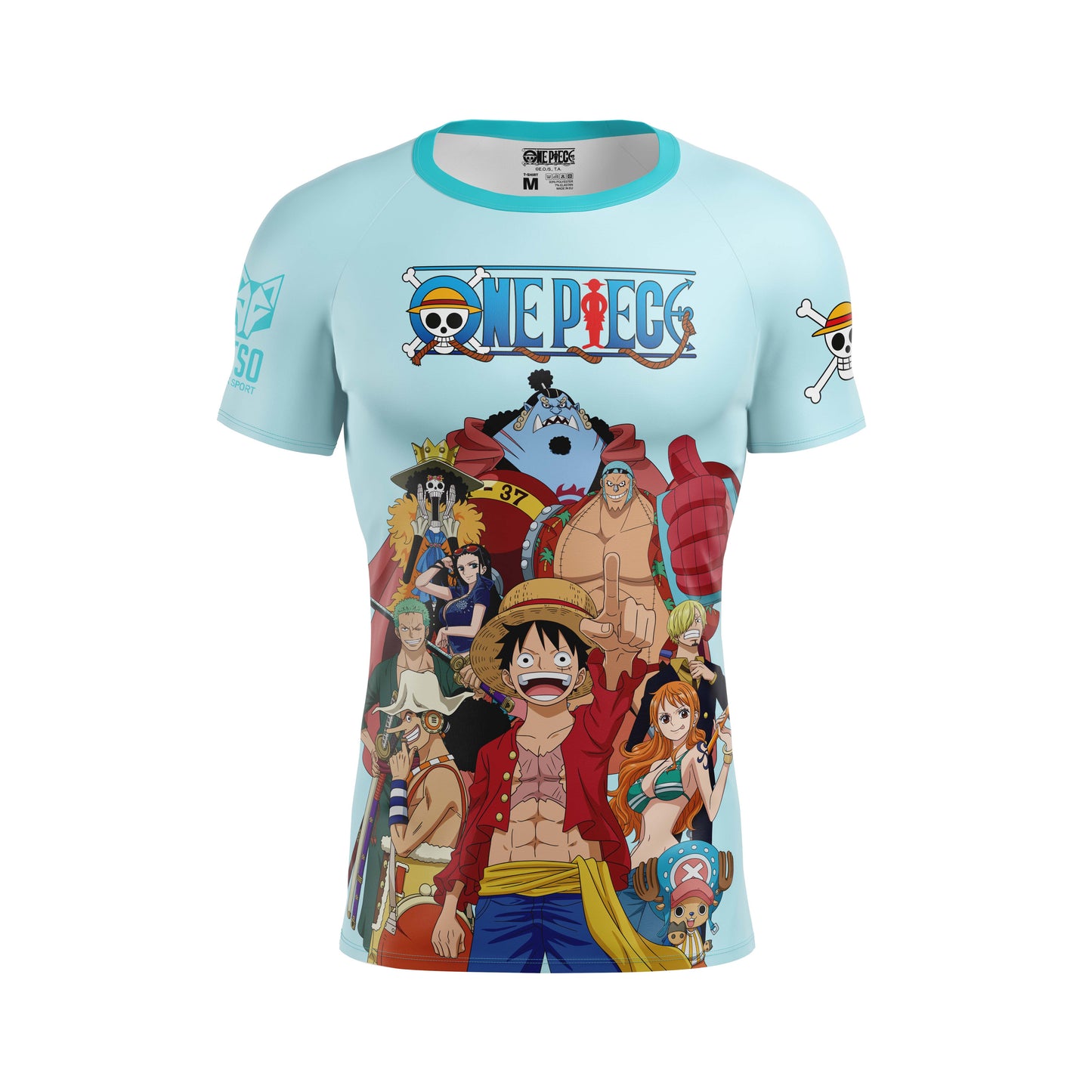 Samarreta màniga curta home - One piece fishman straw hat crew turquoise
