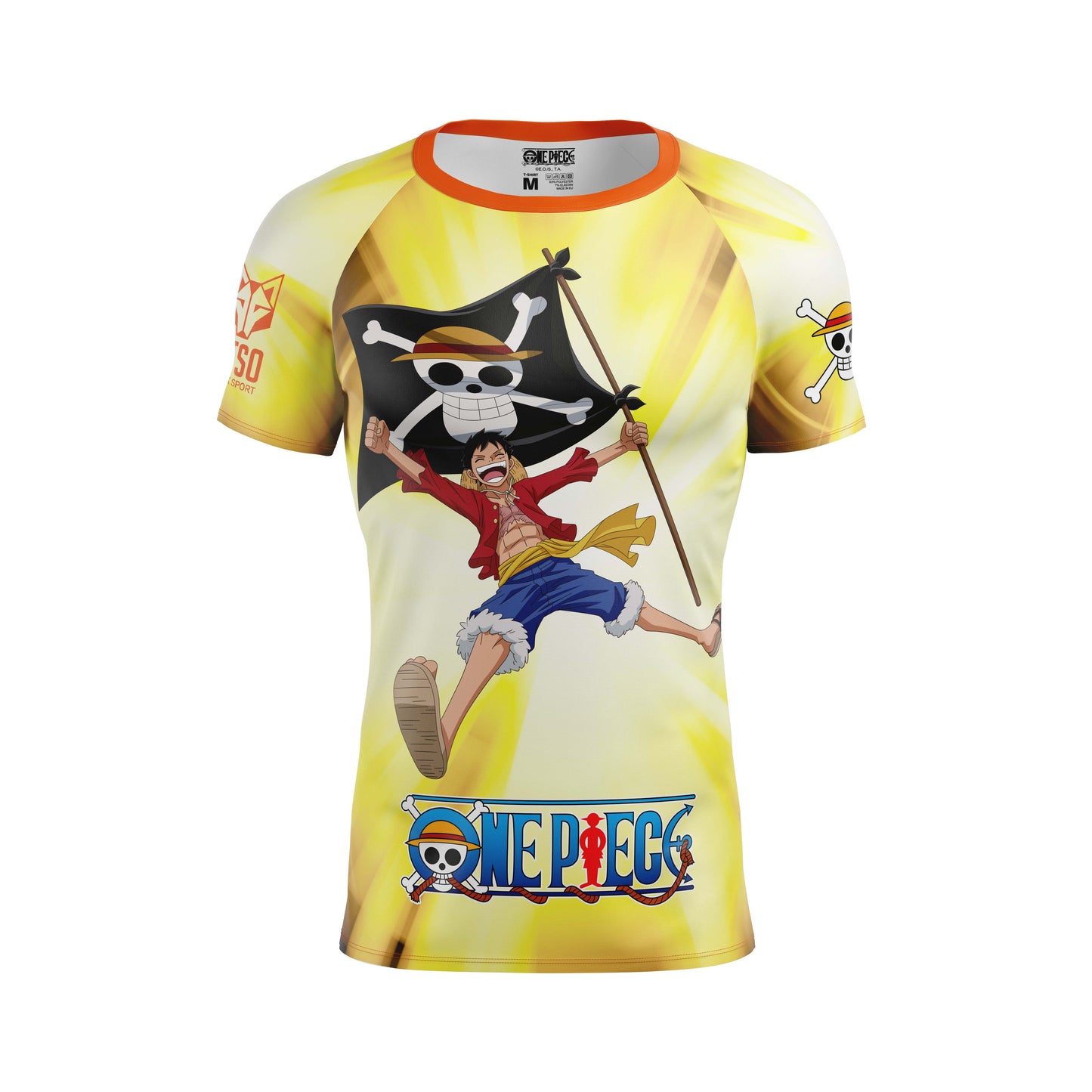 Samarreta màniga curta home - One piece fishman straw hat crew groc