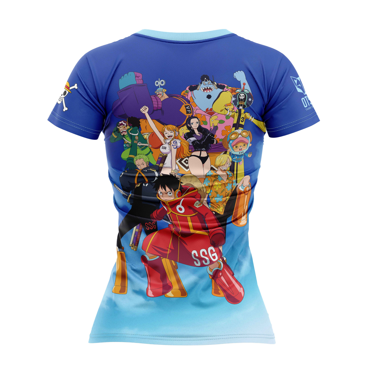 Samarreta màniga curta dona - One Piece Egghead Luffy i la tripulació blava