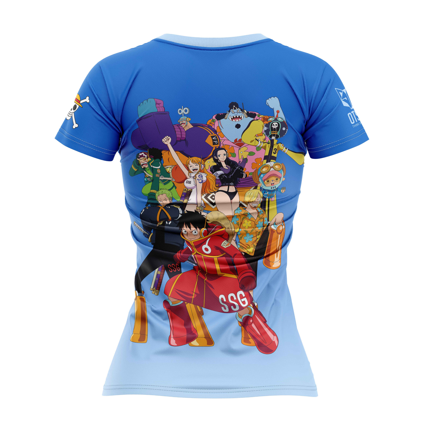 Samarreta màniga curta dona - One piece egghead luffy straw hat crew blue