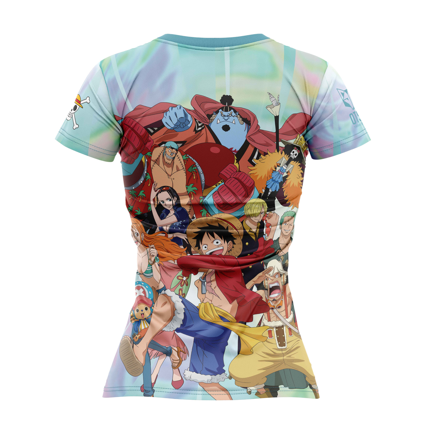 Samarreta màniga curta dona - One piece fishman luffy and the crew green